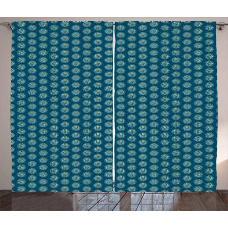 Dots Curtains 2 Panels Set Moire Circles With Various Spots In