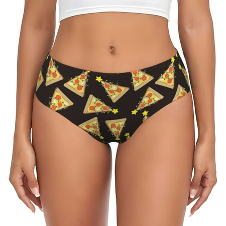 Womens Underwear - Cute Christmas Pizza No Show Seamless Underwear for Women  Stretch Women s Panties  Hipster Soft Comfort Ladies Panties Bikini Underwear Briefs
