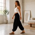 thumbnail image 5 of Women's Soft Casual Elastic Waist Lantern Pants Loose Baggy Harem Trousers with Cuffed Ankles for Walking Lounge Wear, 5 of 7