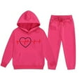 thumbnail image 5 of DAETIROS Girls Hoodie Jogger Set 2-Piece, Cute Heartbeat Graphic Sweatsuit, Soft Fleece Playwear & Athleisure Lounge Outfit Hot Pink Sizes 3T-14,Size 7-8T, 5 of 5