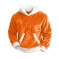 thumbnail image 4 of Sherpa Mens Hoodie Flannel Thermal Solid Color Fluffy Fuzzy Hoodies Sweatshirts Warm Long Sleeve Weighted Pullover Casual Thick Winter Tops with Pocket Saffron L, 4 of 4