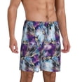 thumbnail image 2 of Wukai Purple Marble Texture Men’s Short Pajama Pants With Pockets Soft Sleep Pj Shorts for Men-, 2 of 6