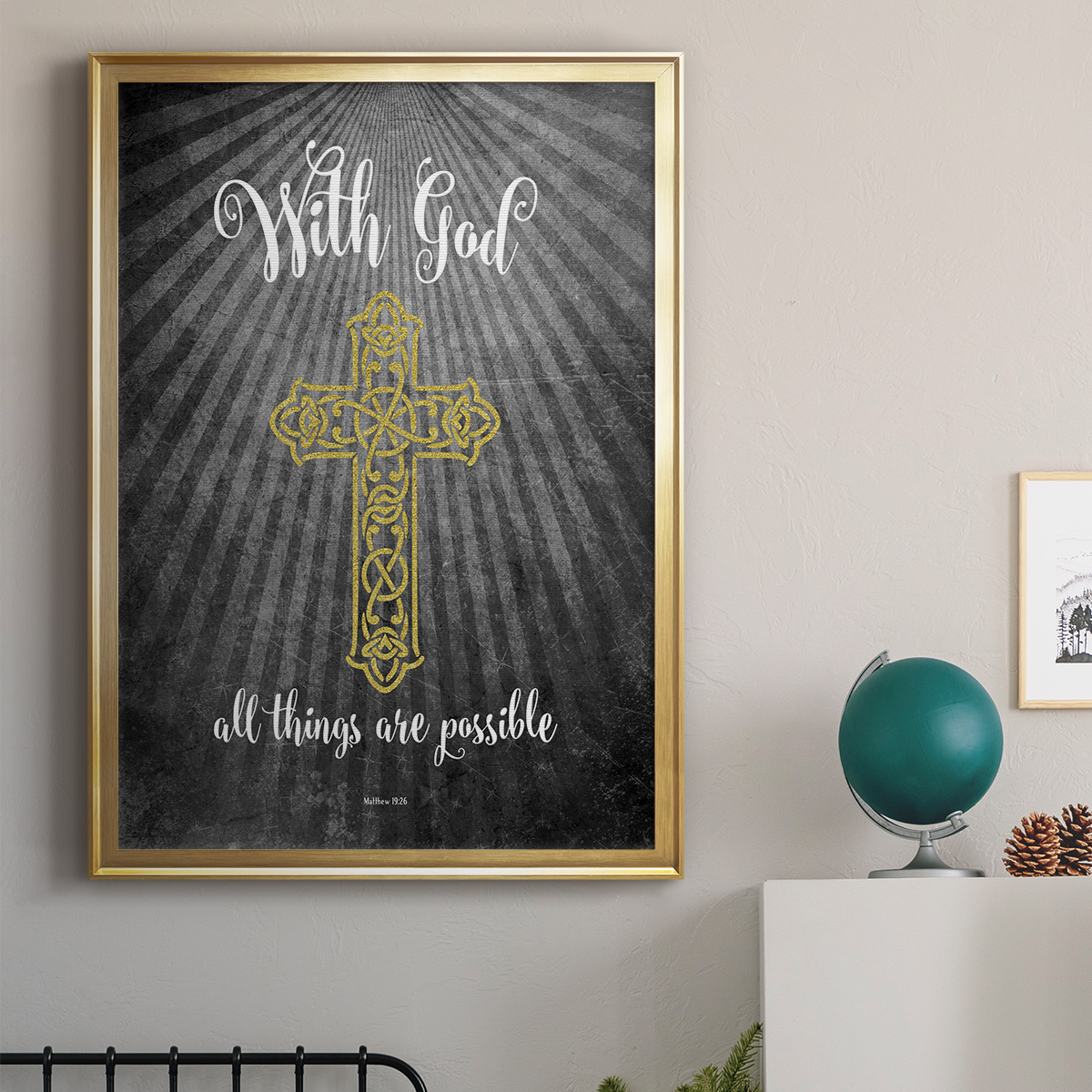 With God Gold Premium Classic Framed Print - Ready to Hang