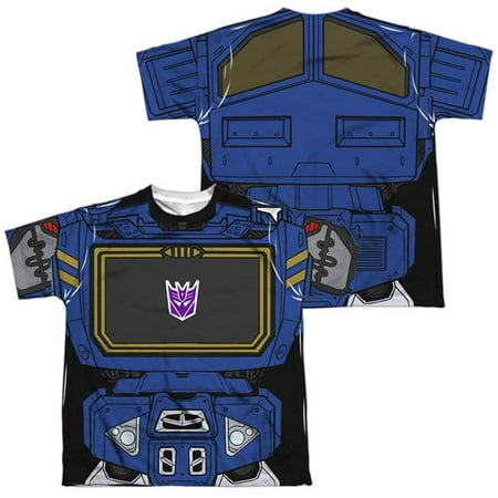 Trevco Sportswear HBRO225FB-YTPP-3 Transformer Soundwave Costume Front & Back Print-Short Sleeve Youth Poly Crew T-Shirt, White - Large