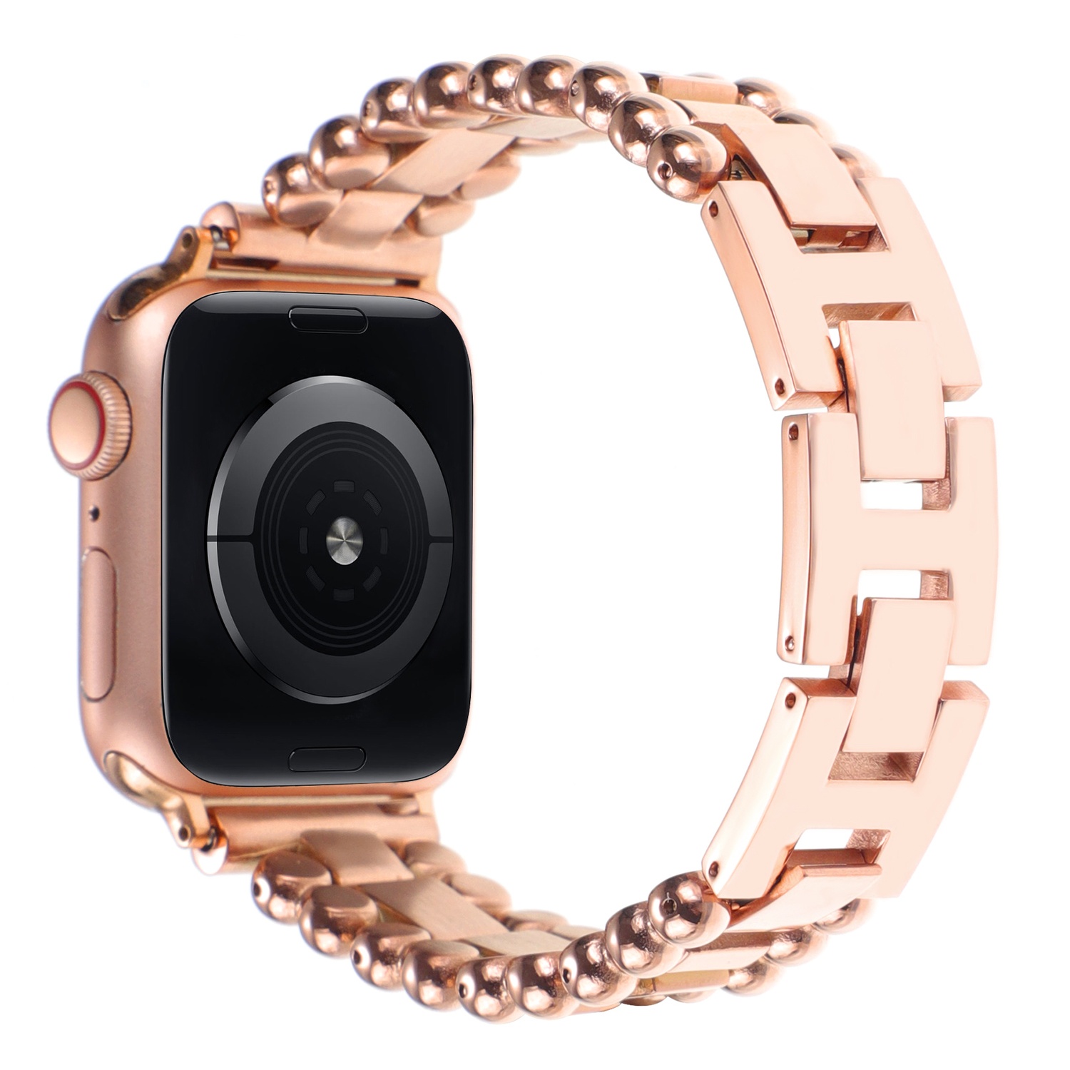 Sleektime Metal Band for 42/44/45/46/49mm Smartwatch, Adjustable Waterproof Strap, Breathable Design, Premium Steel Wristband for Men and Women – Stylish Durable Watch Accessory,Rosegold