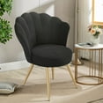 thumbnail image 3 of Daluvenix Velvet Accent Chair with Gold Metal Legs, Shell Design Vanity Makeup Chair for Living room, Modern Upholstered Guest Chair, Black, 3 of 9