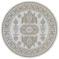 Couristan Charm Woodburn Ivory-Sand Indoor / Outdoor Area Rug, 7'10" Round