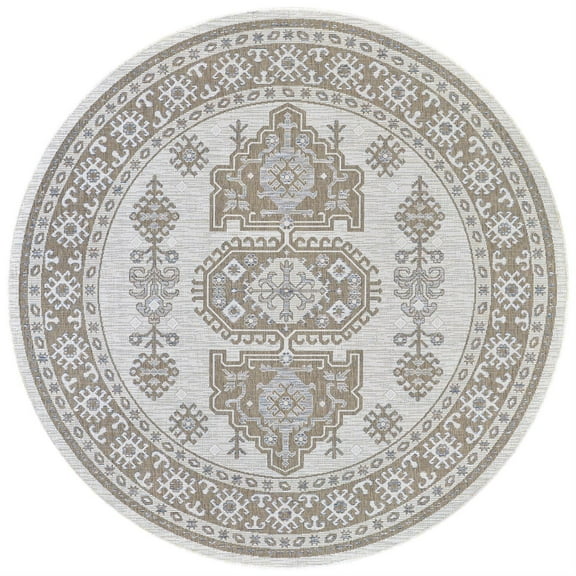 Couristan Charm Woodburn Ivory-Sand Indoor / Outdoor Area Rug, 7'10" Round