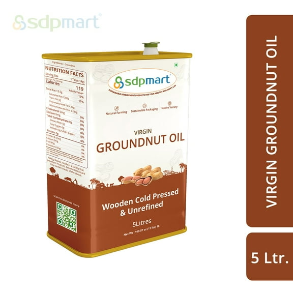SDPMart Chekku Premium Virgin Groundnut Oil (Peanut oil ) 5 Liter