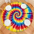 thumbnail image 2 of Colorful Tie Dye Mandala Pattern Round Fitted Tablecloth with Elastic Edge,Dining Table Cover Waterproof,Outdoor Round Tablecloth for Camping,Dining,Indoor and Outdoor, 2 of 7