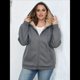thumbnail image 5 of Sudadera con Capucha de Invierno de Larga con Cremallera para Mujer, Informal, Cálida y Acogedora, con Forro , para Otoño. Gris Oscuro XXXL, 5 of 9