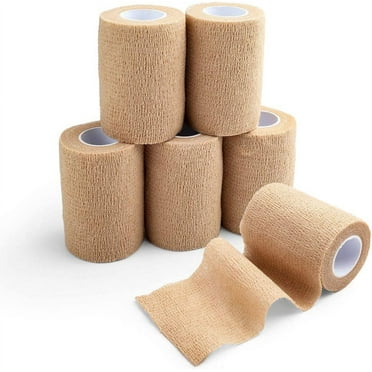 Self Adhesive Bandage Wrap, 6 Pack, 3 inch x 5 Yards Non Woven Cohesive Bandage, First Aid Medical Tape for Sports Athletic Wrist, Ankle, Sprains & Swelling
