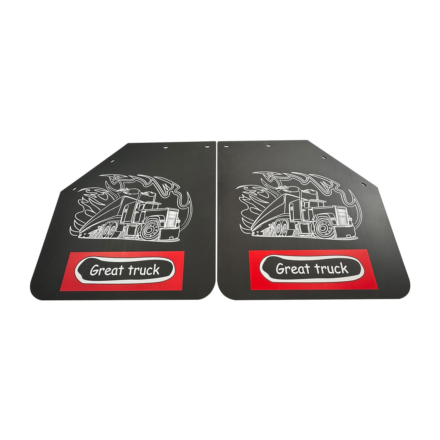 BST BSSP 2PCS Angled Mud Flaps for Semi Trucks Tractor Trailer Heavy Duty Polymer Rubber Mudflaps Splash Guard, 24 x 24 in, Black Color Great Truck Pattern Design