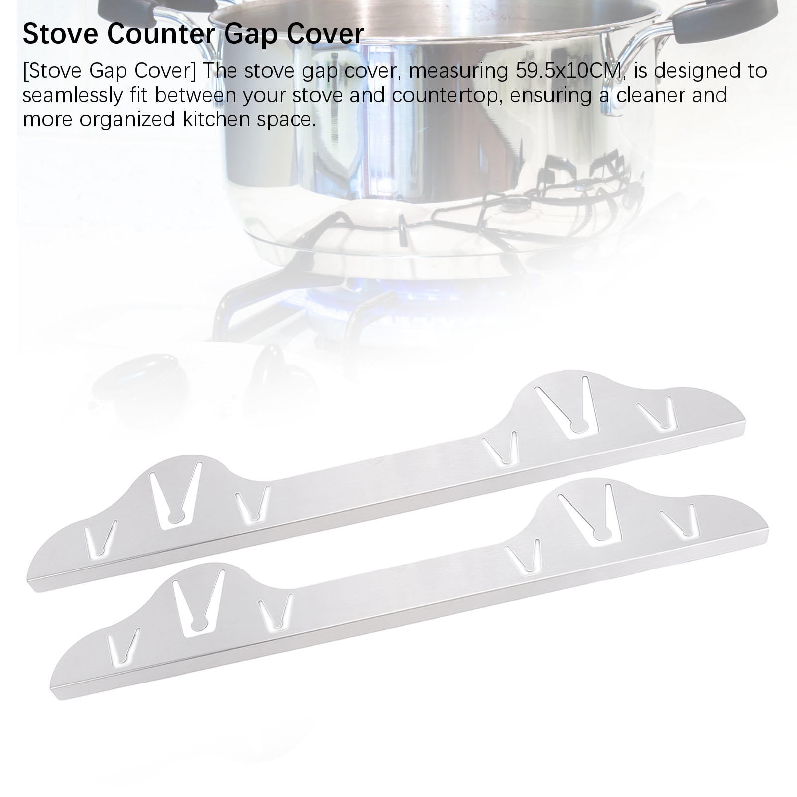BIMZUC 2‑Pack Stainless Steel Stove Gap Cover 23.4"x3.9" – Heat‑Resistant, Dishwasher Safe, Modern Kitchen Filler