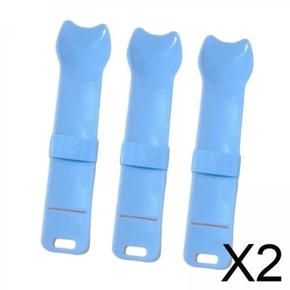 2x3Pcs Cat Strip Spoon Holder Suministros Para Mascotas Lindo Para Puré Snack Azul