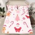 thumbnail image 2 of Manfei Pink Christmas Tree Bed Sheets,Cute Santa Claus King Sheets,Brown Gingerbread Man Sheet Set For Girl Boy,Ultra Soft Home Decor,4pcs, 2 of 7