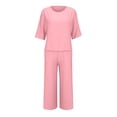 thumbnail image 7 of CQXIDFH Pajamas for Women Cotton Linen 2 Piece Set Breathable Top with Wide Leg Pants Loose Summer Wear Soft Comfy Pj Sets, 7 of 7