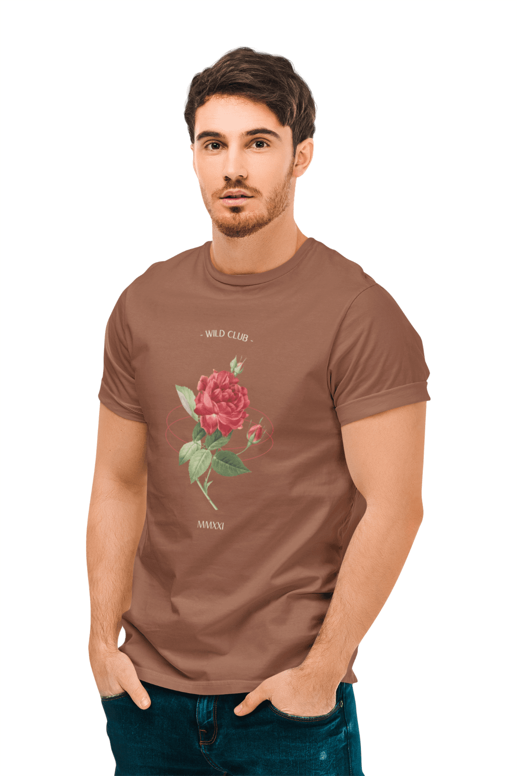 kiMaran Flower T-Shirt Red Rose Clipart WILD CLUB MMXXI Unisex Short Sleeve  Tee (Military Green XL)