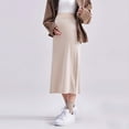 thumbnail image 2 of RXMEKW Jupe Midi Extensible Taille Haute pour Femmes Robe Maxi de Maternité avec Drapé Intégral en Couleurs Unies, 2 of 6