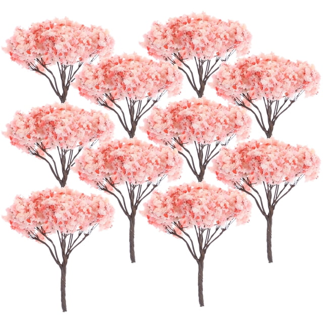 10PCS Simulation Tree Micro Landscape Simulation Succulent Plants Accessories Garden Decorations (Pink)