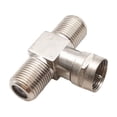 thumbnail image 4 of Divisor de cable coaxial, divisor de TV 2 en 1 salida, paquete de 2 F tipo RG6 macho a 2 F hembra, divisor de cable de 3 vías, adaptador de conector coaxial T para videograbadora, 4 of 5