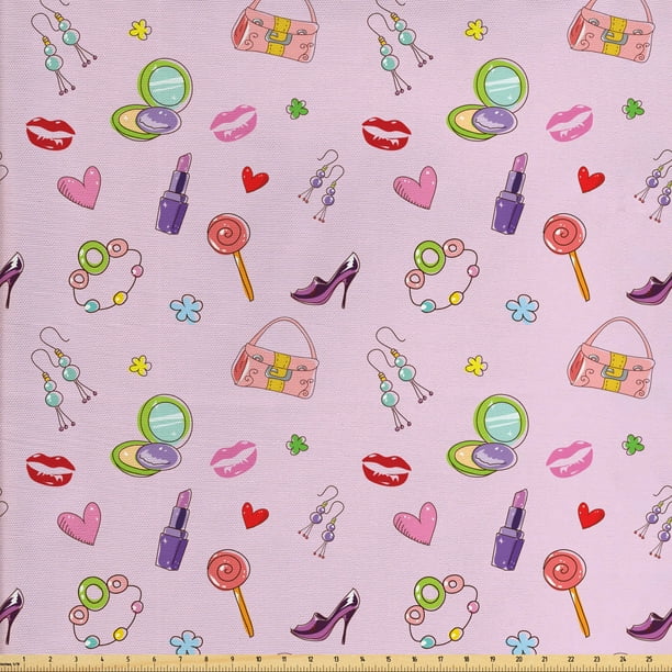 Princess Fabric By The Yard Girls - Makeup Print Fabric Princess Fabric By The Yard Girls - Makeup Print Fabric