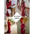 thumbnail image 2 of Ecavus Women's off Shoulder Maternity Dress for Photoshoot Burgundy XL, 2 of 7