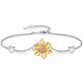 thumbnail image 1 of Pulsera de girasol de dos colores TANGJMXG Pulsera de plata de ley 925 ajustable, 1 of 4