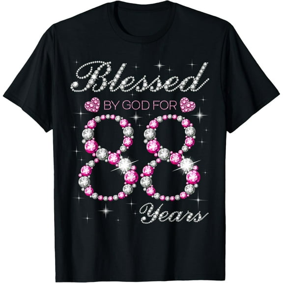 Blessed By God For 88 Years Old 88th Birthday Party B-day T-Shirt100% cotton