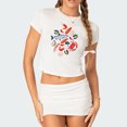 thumbnail image 1 of Mialoley T-shirt pour Femmes, Col Rond Manches Courtes Imprimé Alimentaire Ajusté Hauts d'Été Mode Urbaine pour Usage Quotidien Décontracté, 1 of 2
