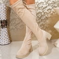 thumbnail image 6 of Willtoo Boots for Women Round Toe Knee High Boots, Faux Suede Back Drawstring Comfortable Tall Boots, Chunky Block Heel Platform Casual Dress Boots, 6 of 6