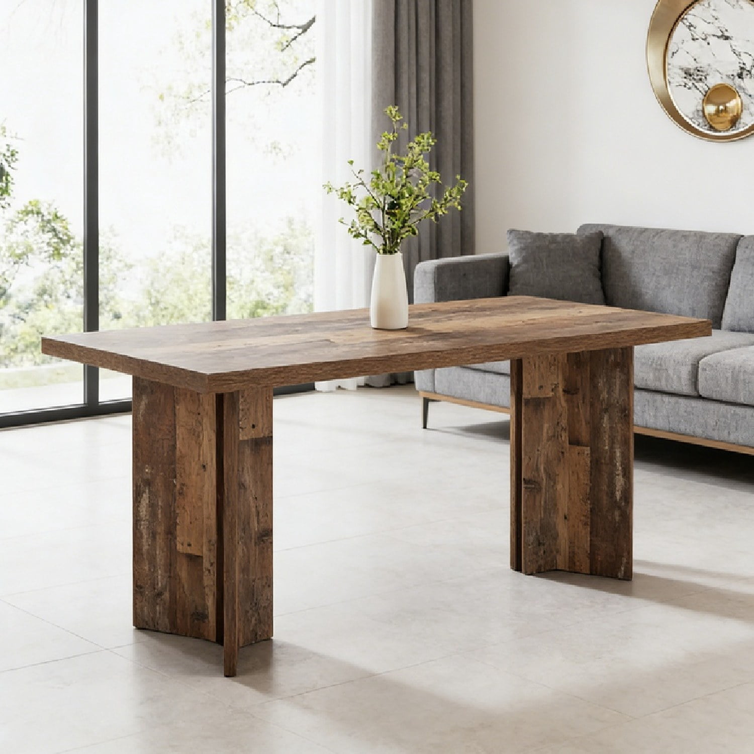 Dining Table, 68.9 in x 18.7 in x 7.87 in, Vintage Walnut Finish, Seats 4-6