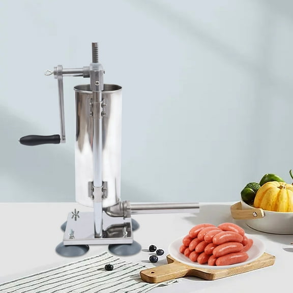Miumaeov Stainless Steel Sausage Stuffer Vertical Meat Filling Machine with Various Size Stuffing Tubes 6Lbs Capacity Manual Kitchen Sausage Maker Homemade Stuffing