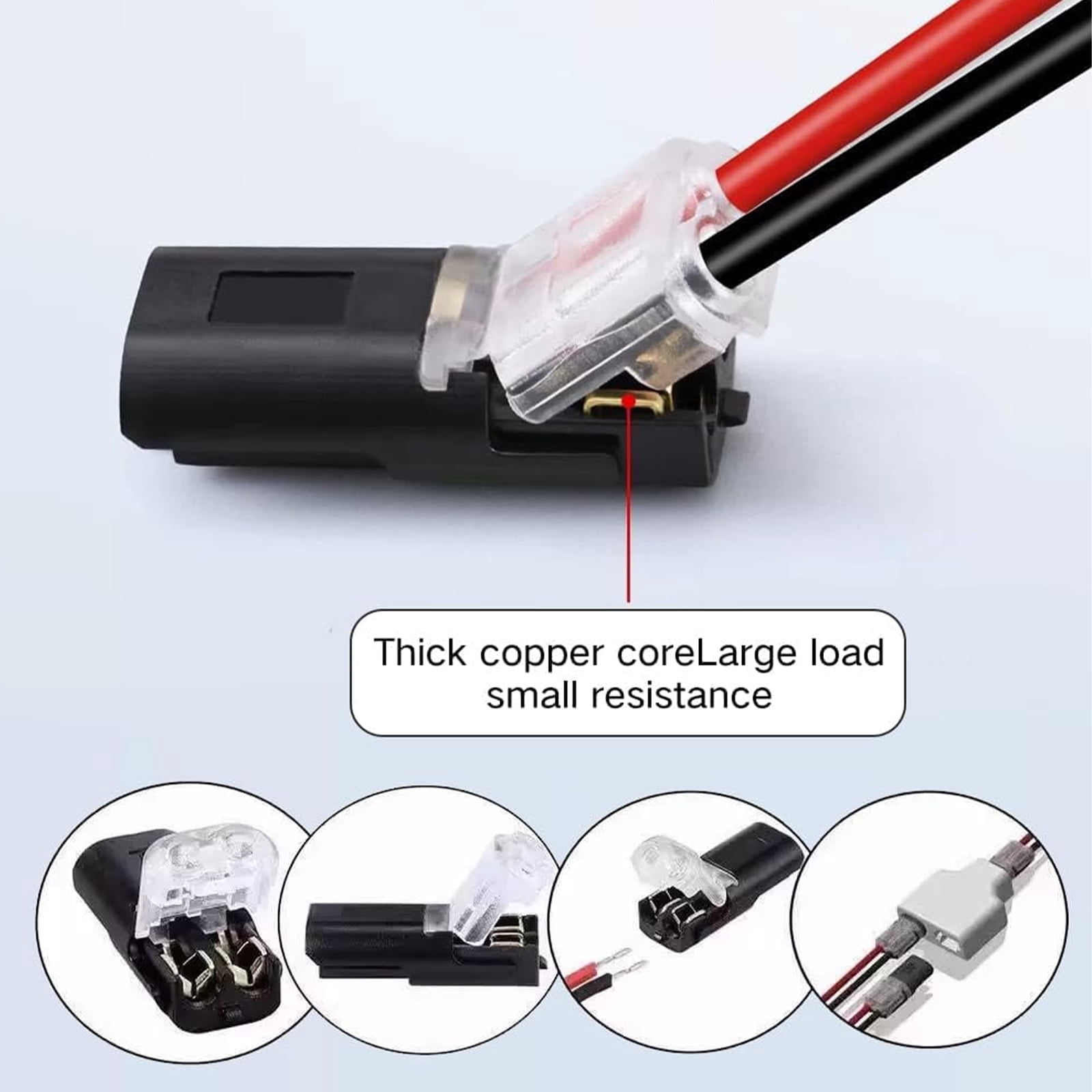 100PCS Double Wire Plug in Connector with Locking Buckle,Double Wire Lock-Grip Connector, Compact Locking Wire Connectors LED Light Strip Connectors 2 Pin for Automotive, DIY Projects (100PCS)
