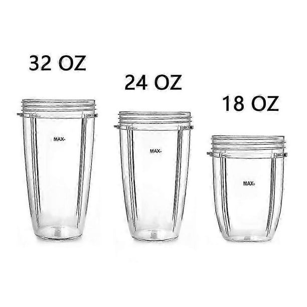 26-27 Nutribullet Replacement 18/24/32 Oz Replacement Cups Compatible With Nutri Bullet 600w And 900w
