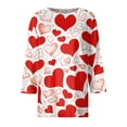 thumbnail image 3 of Fgvctg Valentine's Day Spring Tops for Women 2025 Casual 3/4 Length Sleeve Crewneck Top Romantic Date Night Pullover Shirt Plus Size Love Heart Print Half Sleeve Blouses Pink 2XL, 3 of 5
