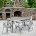 thumbnail image 2 of Flash Furniture Oakley Commercial Grade 31.5" x 63" Rectangular Silver Metal Indoor-Outdoor Table Set with 6 Arm Chairs, 2 of 5
