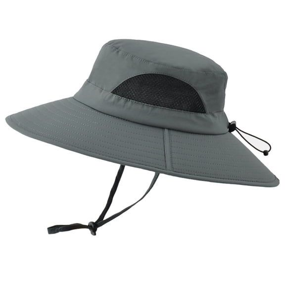 Sun Hat for Men/Women, Waterproof Wide Brim Bucket Hat Foldable Boonie Hat for Fishing Hiking Garden Safari Beach - dark grey