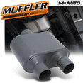 thumbnail image 2 of M-AUTO 3" Inlet 2.5" Outlet [CHAMBERED MUFFLER] Straight-Through Round Stainless Steel Dual Exhaust Tip, Gray, 2 of 10