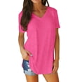 thumbnail image 2 of Garbnen Shirts for Women Short Sleeve Curved Hem V Neck T Shirts Women Hide Belly Summer Dressy Going Out Tops for Women M, 2 of 7