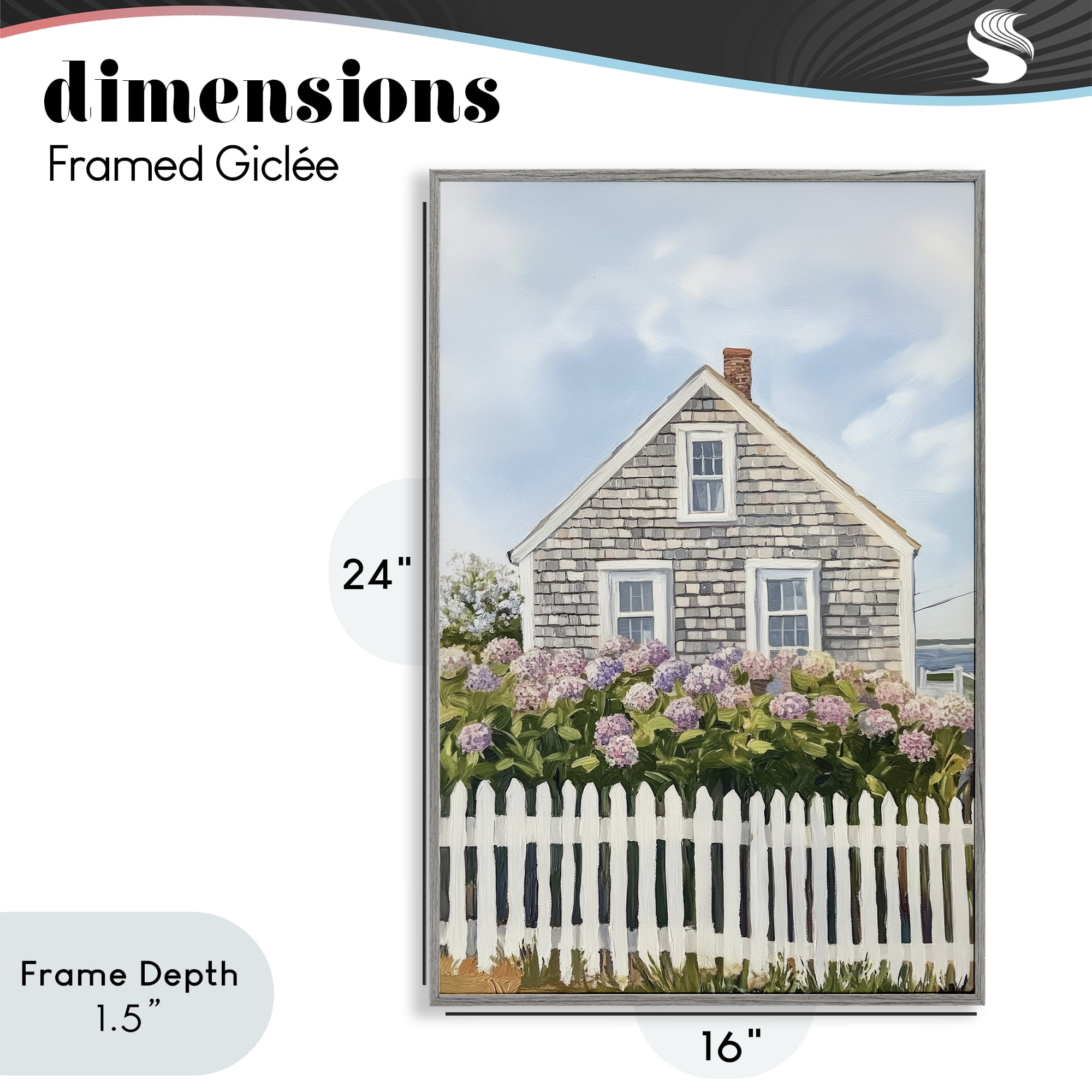 Stupell Industries Coastal Cottage Hydrangea Garden Gray Framed Giclee Art, design by Sisi and Seb