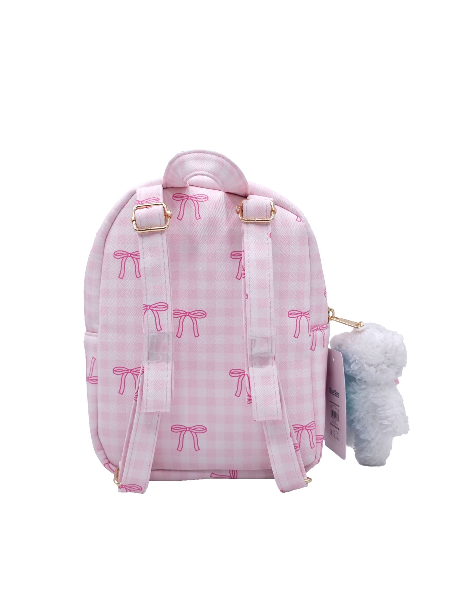 Wonder Nation Girls Mini Backpack with Keychain, Pink Gingham and Bows