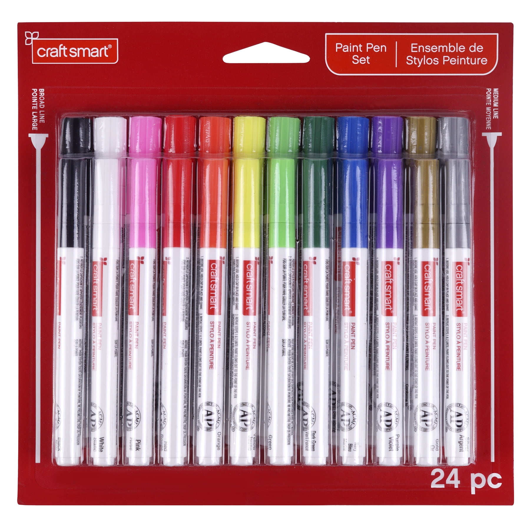 Assorted Medium & Broad Line Paint Pen Set by Craft Smart - Premium Paint Pens For Wood - Plastic - Metal - Glass - and Arts & Crafts - 1 Pack