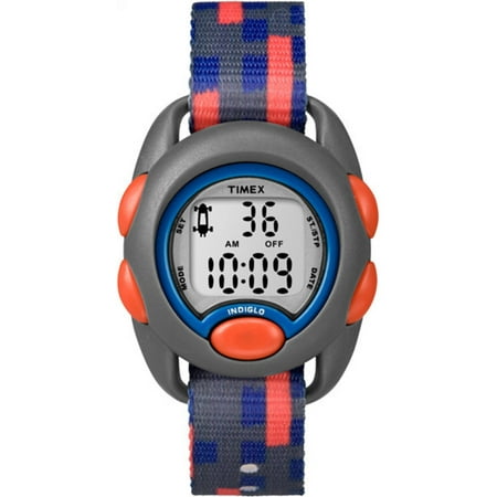 Boys Time Machines Digital Gray/Blue/Red Watch, Fabric