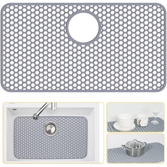 Silicone Sink Mat with Drain Hole – Non-Slip Heat Resistant Sink Protector, Mat for Bottom of Kitchen Sink(28 x 15in)