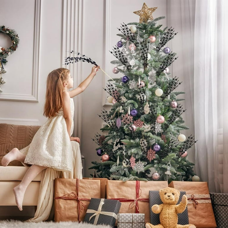 10 Pack Artificial Christmas Glitter Berry Stems, Christmas Tree Picks 17in  Glittery Twigs Branches Decorative Bead Sticks for Christmas Tree  Decorations Wreath Vase Holiday Decor (Rose gold) - Walmart.com