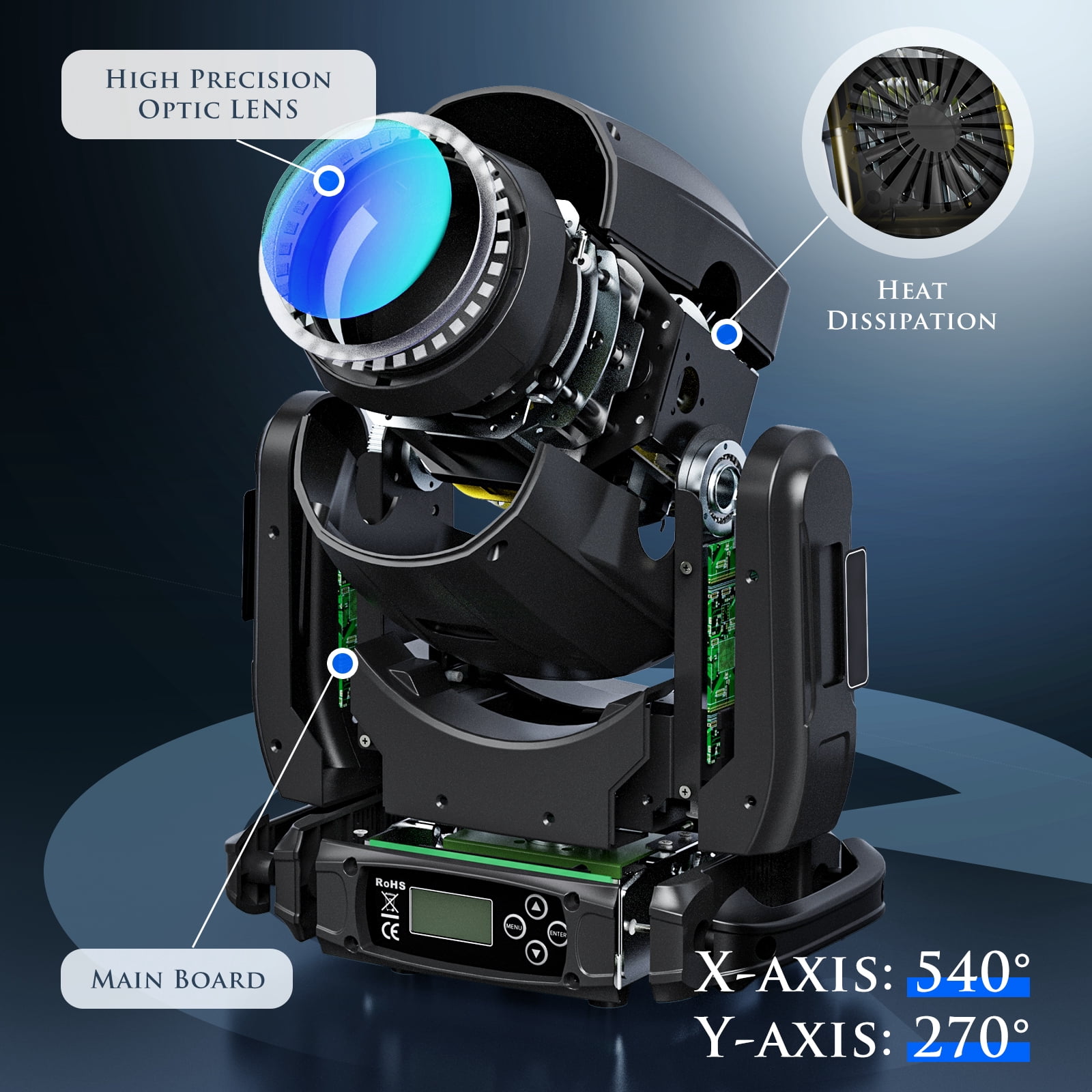 150W LED Moving Head Light RGBW Gobo Beam Stage DMX Spot Lighting DJ Disco Show