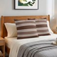 thumbnail image 6 of Pillow Covers 24x24 Set of 2, Brown Striped Throw Pillow Covers Decorative Couch Cushion Cover, Vintage Rustic Simple Lines Texture Microfiber Soft Square Pillowcases for Bedroom Living Room Sofa, 6 of 9