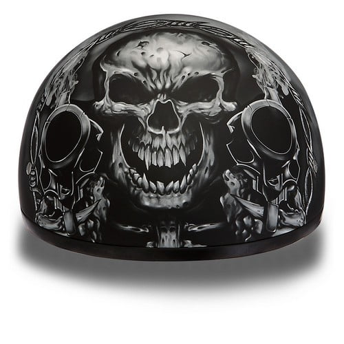 DAYTONA DOT Slim Line Skull Cap 1/2 Half Motorcycle Helmet Graphics 21
