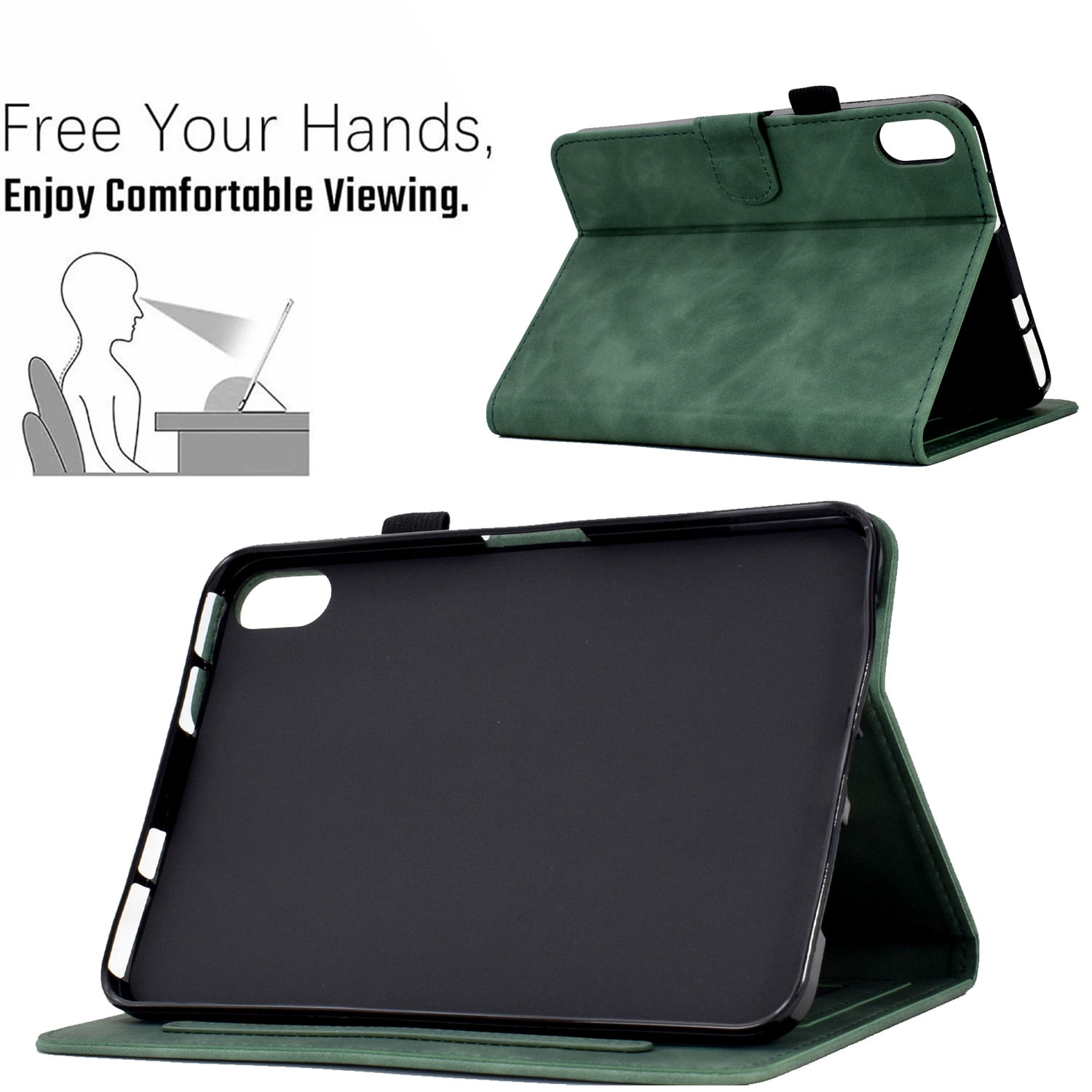 Dteck for iPad 10th Generation Case 2022, iPad 10 th Gen 10.9 inch Protective Cover with Pencil Holder, Multi-Angle Viewing Stand, Card Slots, Folio Leather Cases with Embossed Butterfly,Green